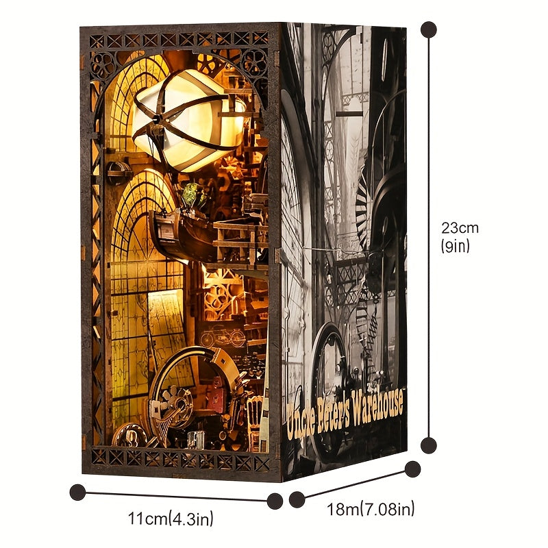 [DIY Wooden 3D Puzzle] 1 DIY Wooden 3D Puzzle, Dollhouse Corner Bookshelf Insert Decoration Alley, Best Gift for Halloween, Thanksgiving, Christmas And Birthday