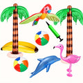 9pcs Inflatable Hawaiian Party Set, 2 Coconut Trees, 2 Beach Balls, 1 Parrot, 1 Flamingo, 1 Banana, 1 Dolphin, 1 Pump Party Supplies, Beach Parties, Swimming Pool Parties
