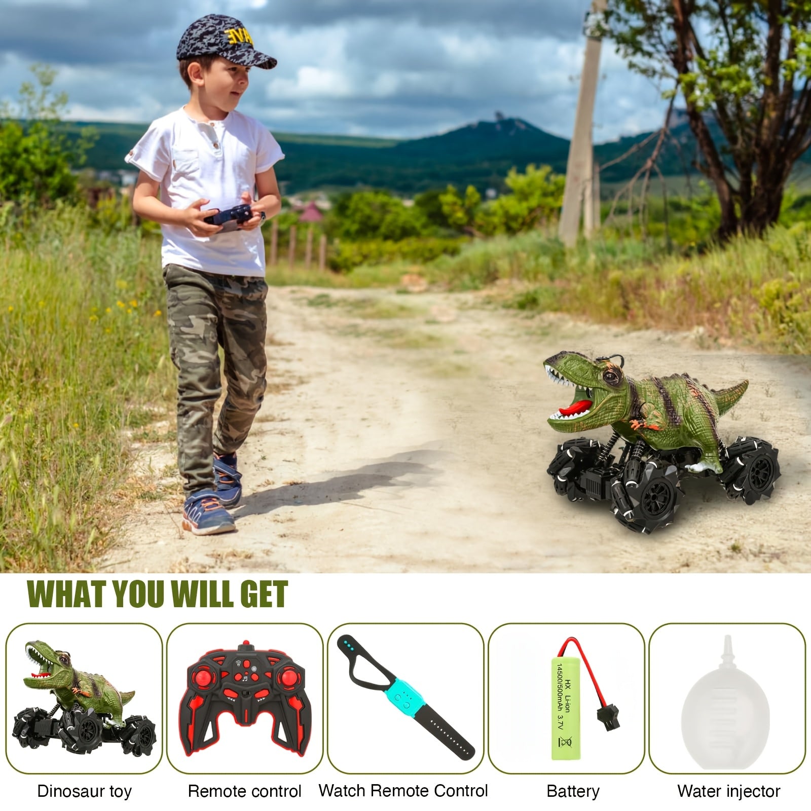 Monster Stunt RC Car, Monster Truck Toys Remote Control Car, Monster Stunt Toy Car, Stunt Drift W/Lights, Sound And Spray, Indoor Outdoor All Terrain Motorized Toys, Gift for 6+ Children, Christmas