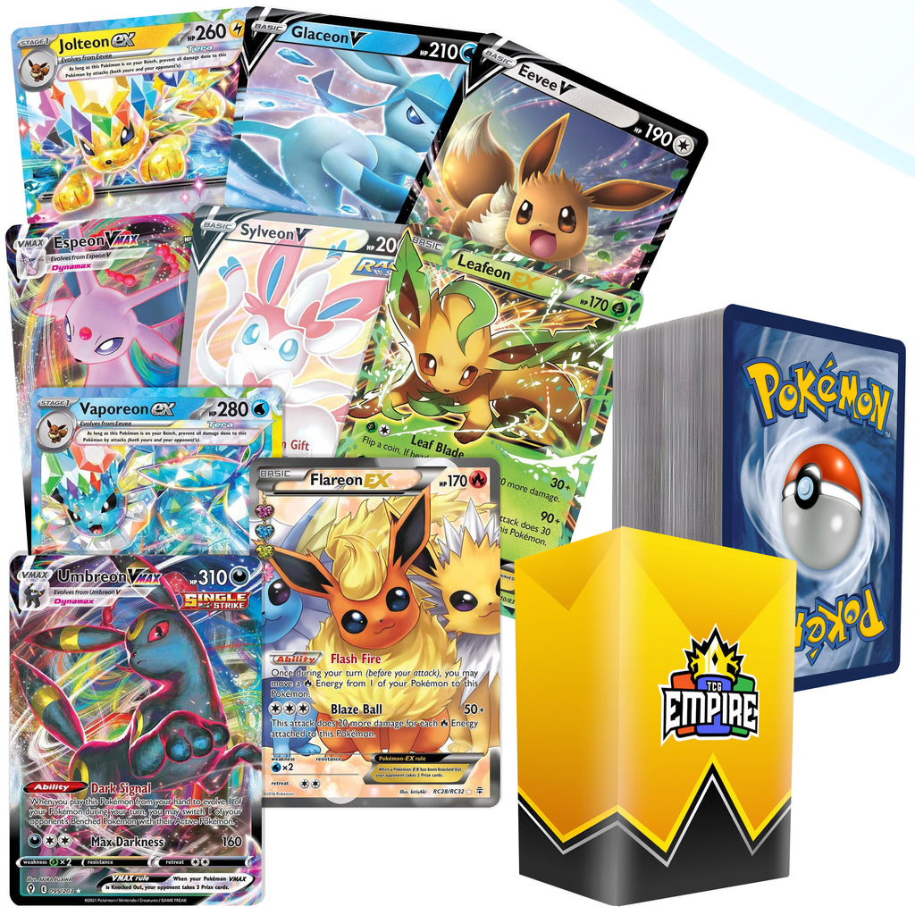 Prismatic Eeveelution Battle Bundle | 100+ Pokémon Cards | 1x Ultra Rare Eeveelution Guaranteed | Holos & Rares Included! | Perfect Gift for Kids & Collectors!