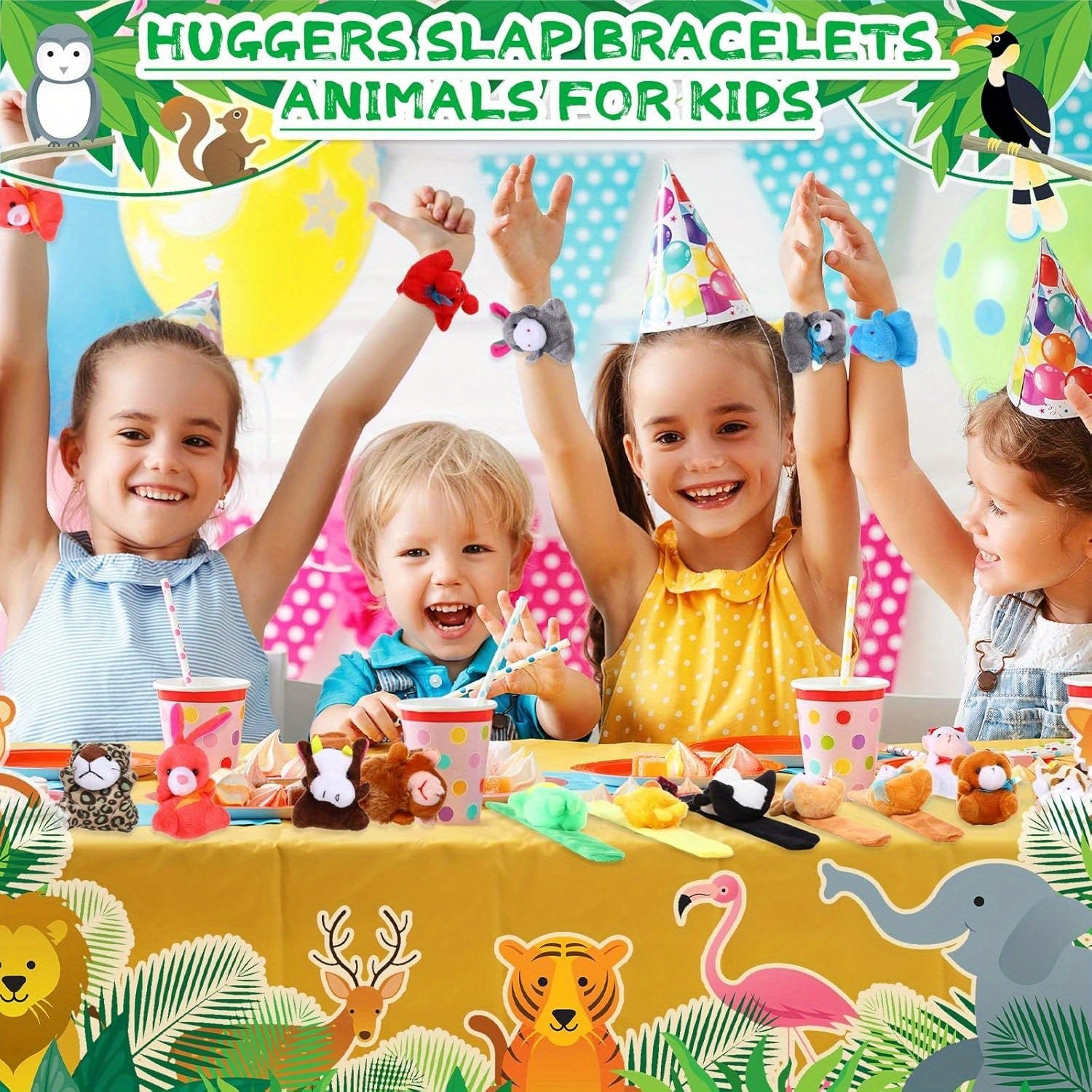 6/10/15/30pcs Stuffed Animal Slap Bracelet for Kids, Cute Plush Slap Bracelets Bulk for Party Favors, Classroom Prizes, Holiday Gifts, Goodie Bag Fillers, Carnival Toys (Assorted Animals)
