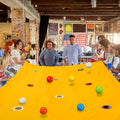 Yellow Hole Tarp for team Building Game 98 X 70 Inch Learning Fun for team Building Games For Work With 8pcs for team Building Ball For Teamwork Group