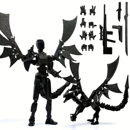 (2pcs Set) 3D Printed Flying Dragon And Dragon for Man Set, Multi Joint Movable Doll, Multi Joint Wing Movable Flying Dragon, Game Enthusiast Collectible, Desktop Ornament, Suitable As A Holiday Gift