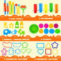 44 Clay Tools Set for Kids, Clay Accessories with Various Plastic Molds, Rolling Pins, Cutters, Easy-to-Grip Design Handles Set, Multi-Item Party Favor Packs for Children, Perfect Christmas Gifts