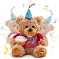 13.5-Inch Birthday Teddy Bear Interactive Plush Toy (Without Batteries), Electric Singing Music Plush with Cupcake, Glowing Candle Teddy Bear Gift for Kids Girls Boys Birthday Holiday Baby Shower, Perfect Present for Children, Super Soft