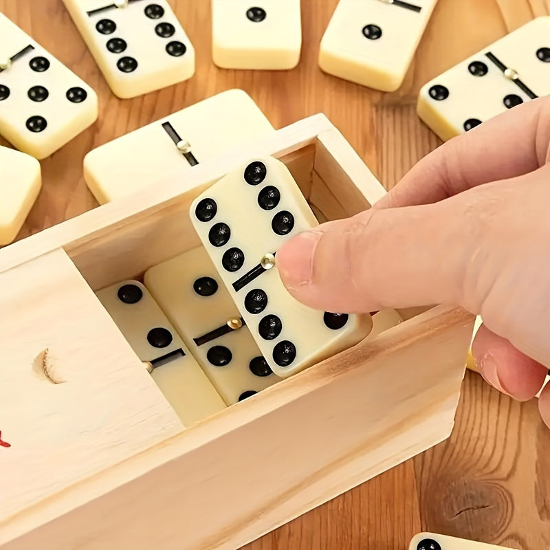 Double 6 Dominoes Set - Classic Family Game Night, Smooth End 28pcs Set in Stylish Wooden Case Perfect for Gatherings And Fun-Filled Evenings