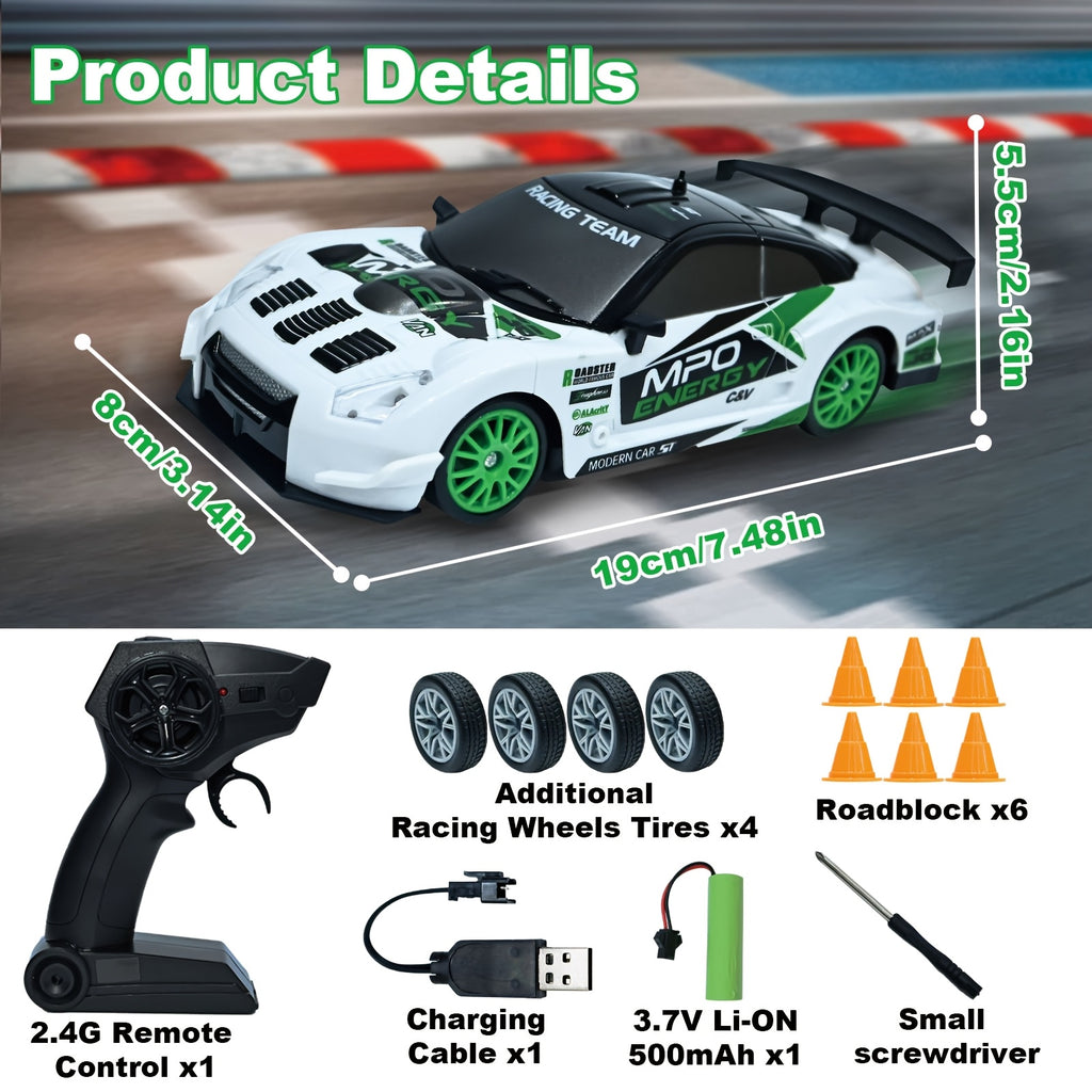 RC Drifting 1:24 Scale Four-wheel Drive High-speed Model Car, Drifting Tire Racing Sports Toy, Suitable for Adults, Boys, Girls And Children, Birthday, Christmas, New Year Gifts