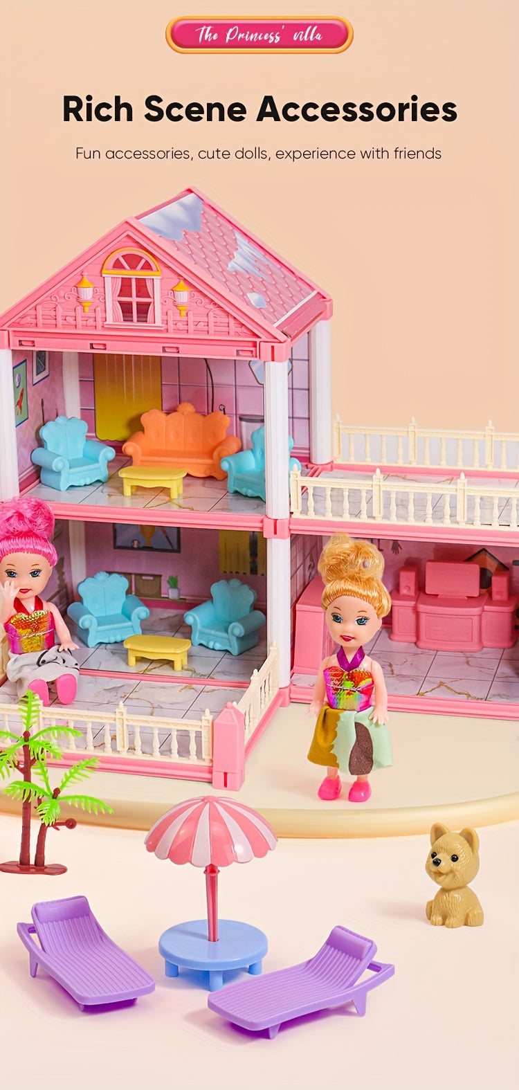 Room 10/11/14/15/20/22/26/27 Mini Doll House Doll House Princess Castle Toy Furniture Additions, Doll Villa, Logical Thinking, Princess Christmas Birthday Gifts Toys for 3+ Year Old Girls