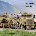 3482pcs, Tank Hauling Heavy Vehicle Building Block Set, MOC Armored Transport Vehicle Building Model, Adult Collection Display, Military Enthusiast Gift, 628015
