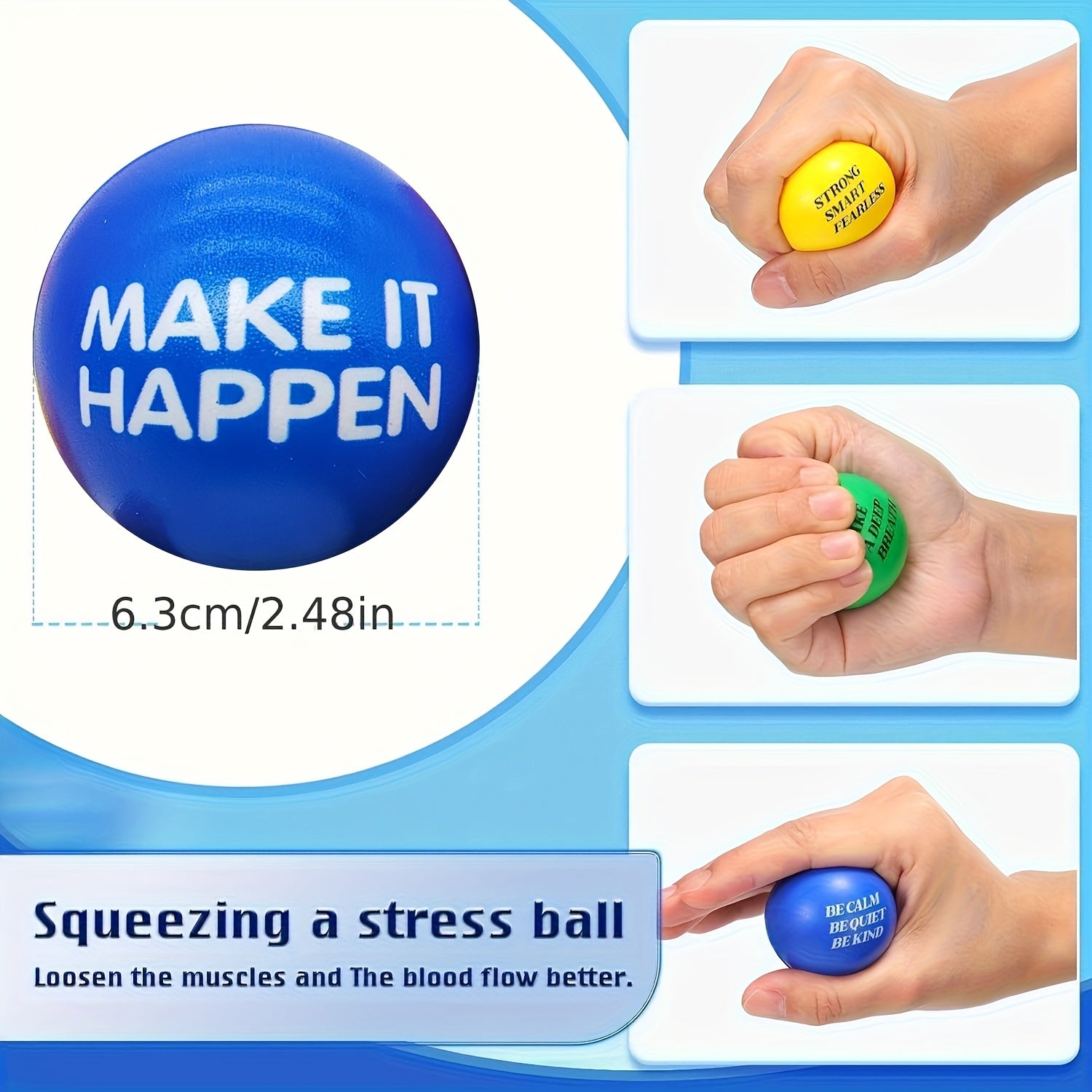 [Inspirational Sponge Balls] 30-Pack Inspirational Slogan Sponge Balls | 6.3cm Diameter, Classroom, Office, Team Building, Encouragement Reward, Creative Fun Hand Fitness Relaxation Ball, Party Event, Christmas Gift