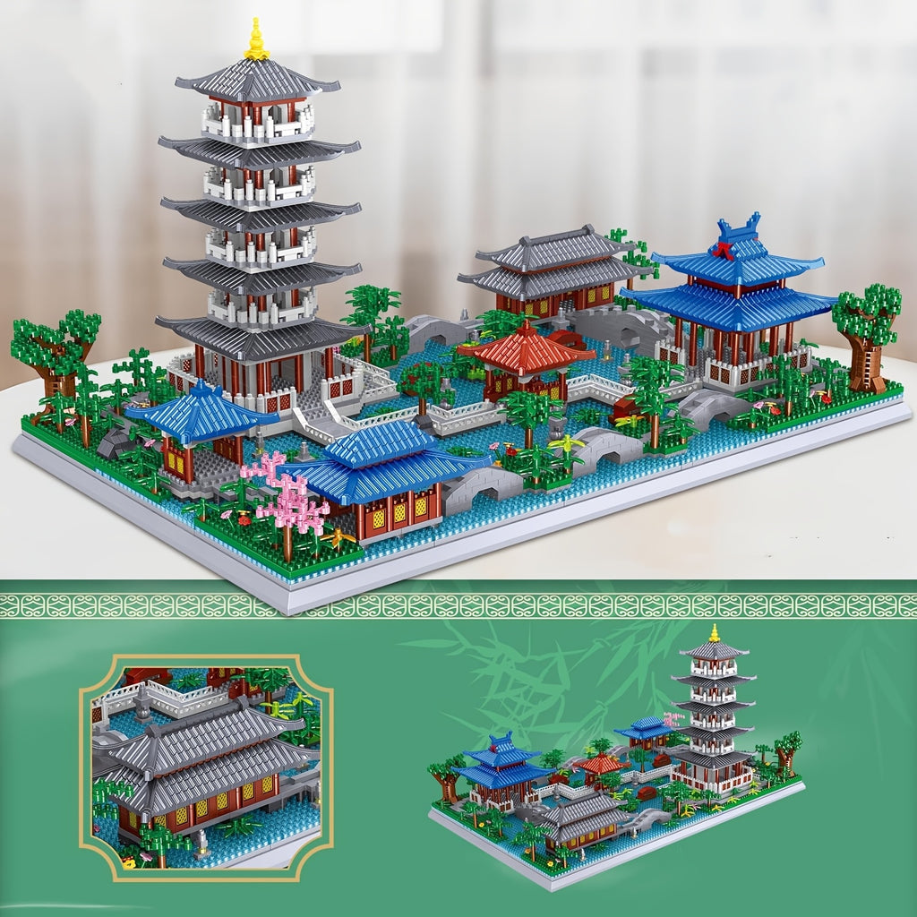 3282pcs Hangzhou West Lake Building Blocks - Miniature Chinese Architecture Model with Pagoda, Cherry Blossom Tree & Botanic Structures, Suitable for &, Collectible Landscape, West Lake Themed Set