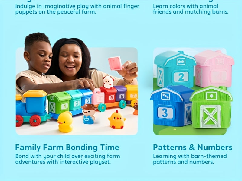 Farm Number Train Learning Toy For Toddlers, Counting, Matching And Sorting Learning Farm Train Including 9 Farm Animals And 1 Farmer, Christmas Birthday Gift For Baby Boys And Girls Age 1+