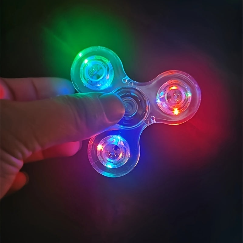 12pcs LED Crystal Fidget Spinner with Vibrant Lights - Glow-in-the-Dark, Adjustable Relax Gyroscope, Transparent PC Material, 4-Gear Colorful Spinning Top for Youngsters, Fidget Toys