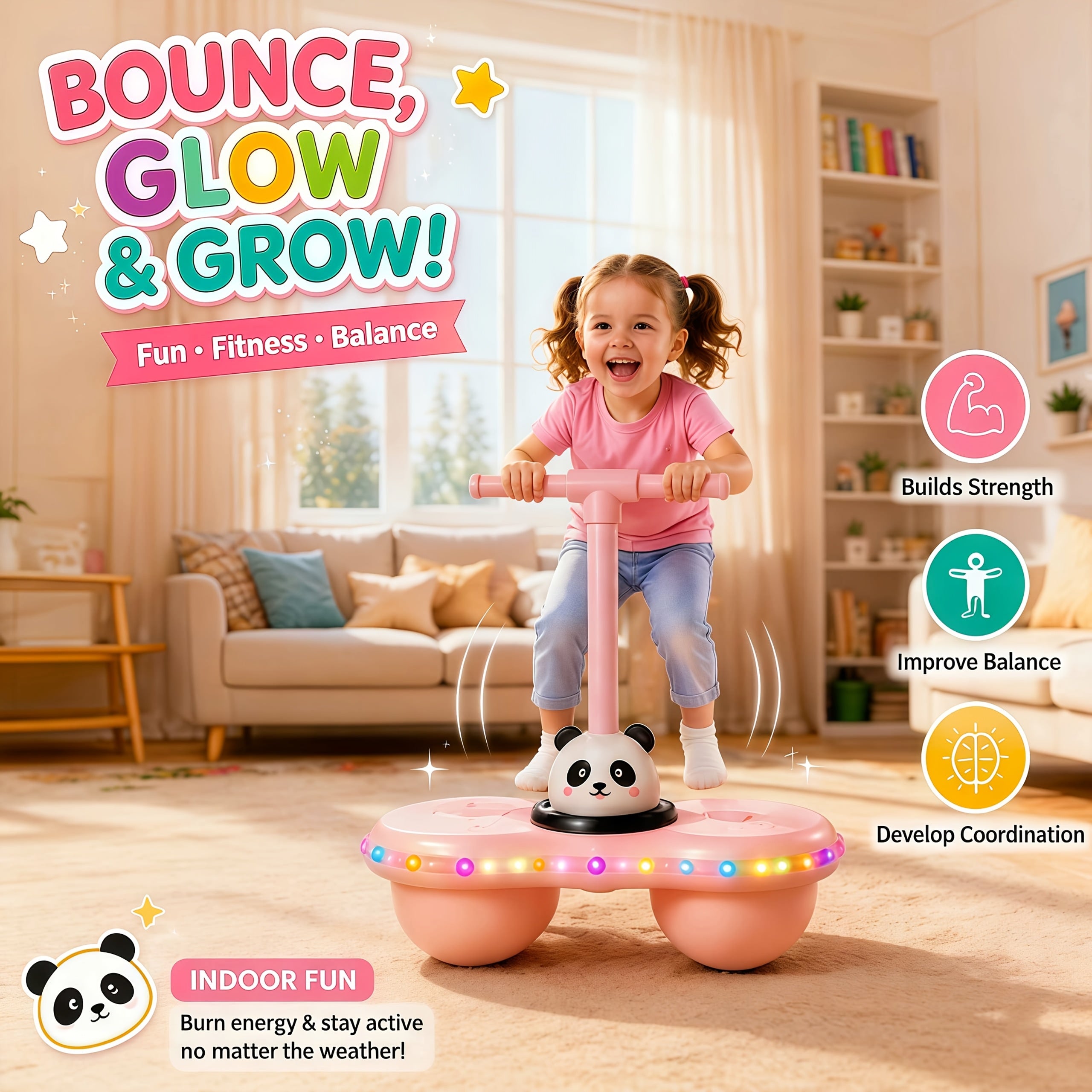 New LED Rainbow-Illuminated Bouncing Ball, a Fun Balance And Coordination Toy Suitable for Both Children And Adults, an Interactive Game, a Perfect Gift for Boys And Girls, Halloween And Christmas