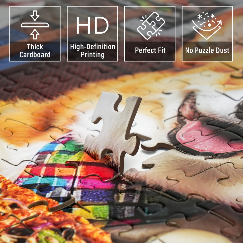 500PCS/1000PCS Dog Jigsaw Puzzles for Adults, Dogs' Dinner Party with Letters On Back, Funny Animal Puzzle, Relax Challenging Puzzles for Family Game Night, Home Wall Decoration Office Decor Men Women Birthday Gifts Thanksgiving Christmas Gift