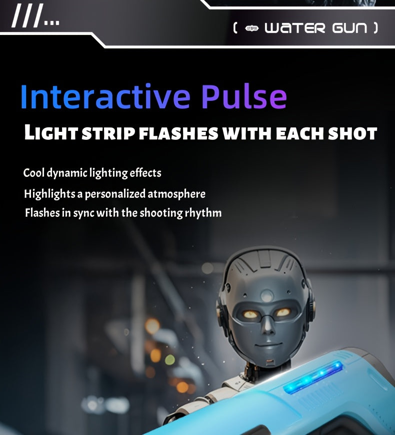 Auto-filling Electric Water Gun, Pulse Jet Water Gun with LED Light Show, 40-foot Long-range Fast Shooting Water Gun, USB Rechargeable Large-capacity Water Gun, Suitable for Children And Adults, Adult Water Gun Is Suitable for Swimming Pool Beach