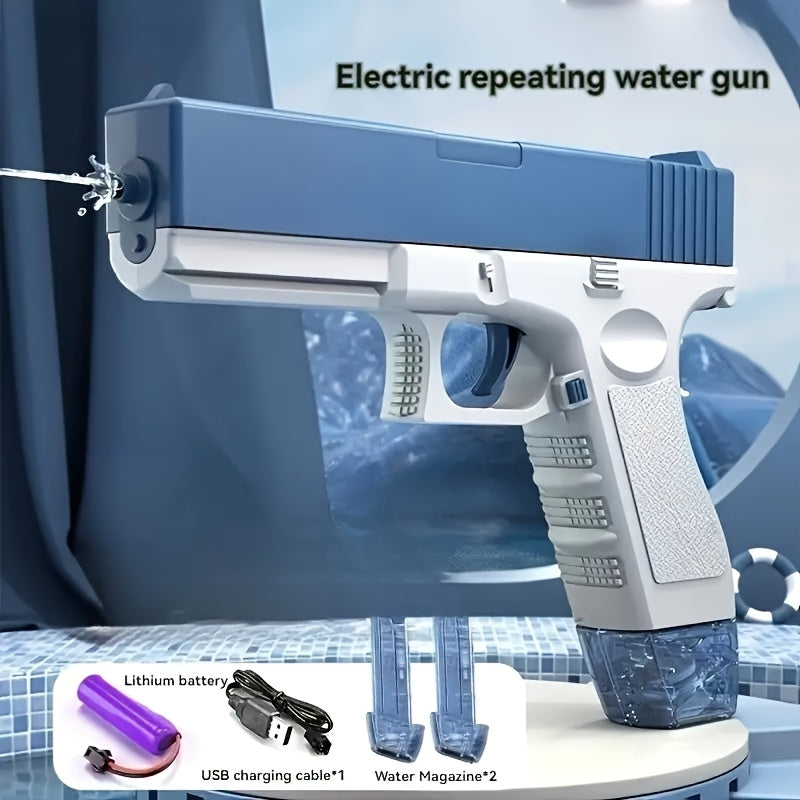 Powerful Electric Water Gun Toy - High-capacity Long-range Shooting with 2 Magazines, Pink/blue, Perfect for Beach Or Pool Summer Fun