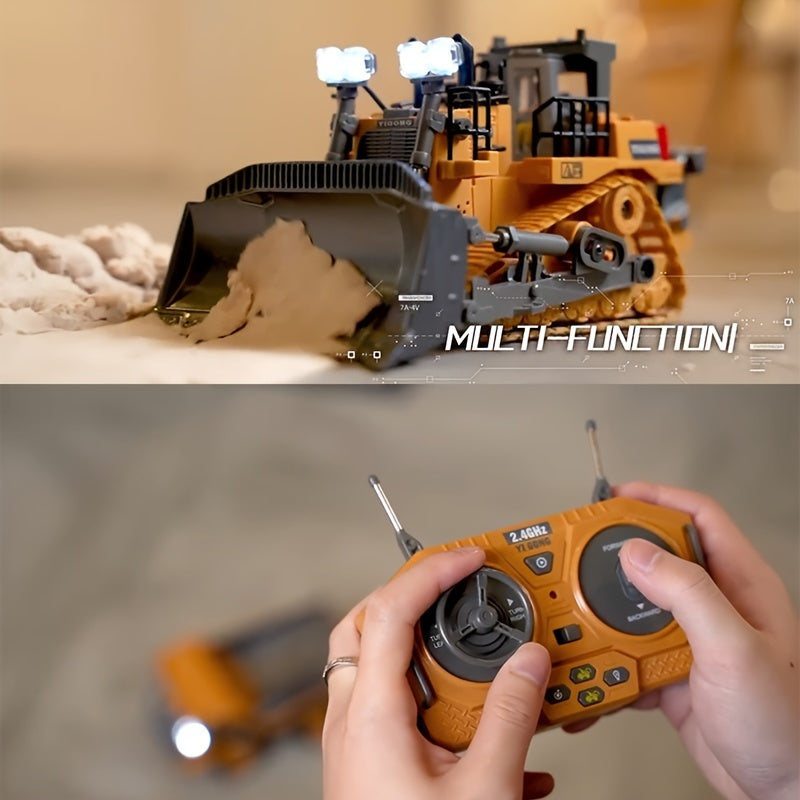 9-channel Bulldozer, 11-channel Excavator, Mini Dump Truck, Mini Loader, 2.4GHz RC Construction Vehicle Toys with Alloy Head, Lights & Sounds, Suitable for Boys & Girls, Perfect Gifts for Halloween, Thanksgiving And Christmas