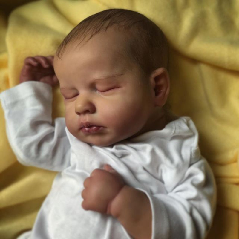 BZDOLL Reborn Baby Doll, Realistic Handmade Newborn Boy Girl, 3D-Painted Light Beige with Veins, Soft Head & Cloth Body, Lifelike Sleeping Doll, Birth Certificate & Outfit Included, 50cm/20", Ideal Gift for Collectors & Parents Present