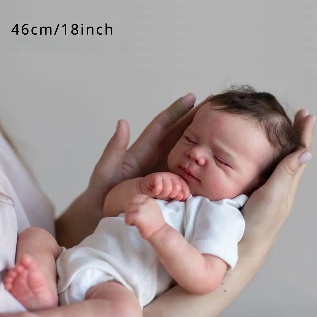 [Birthday Gift] 18-Inch Soft Vinyl Reborn Baby Doll, 46Cm, Featuring 3D-Painted Skin And Hand-Painted Visible Veins. A Lovely Sleeping Girl Toy, Perfect As a Birthday Gift for Kids