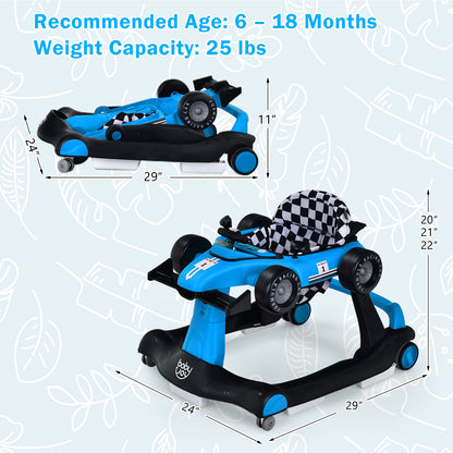 4-In-1 Baby Walker Foldable Activity Push Walker Adjustable Height Blue