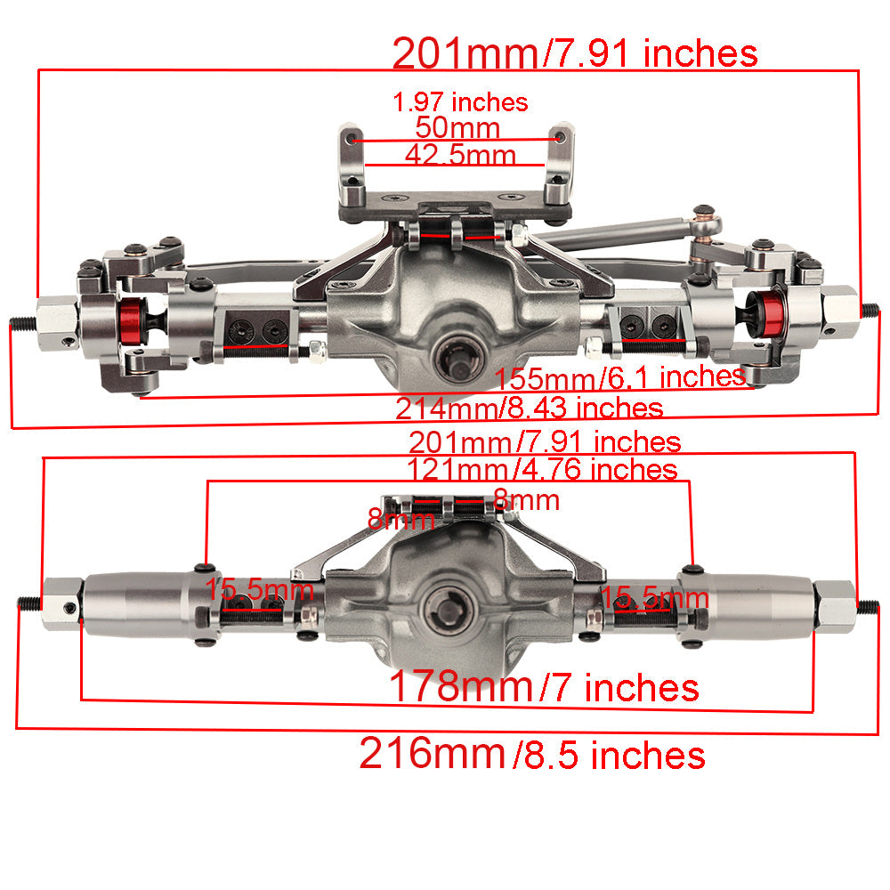 Metal Upgrade Components for Assembling Front And Rear Straight Axles Made of Aluminum Alloy, Designed for 1/10 SCX10 90046 90047 RC Climbing