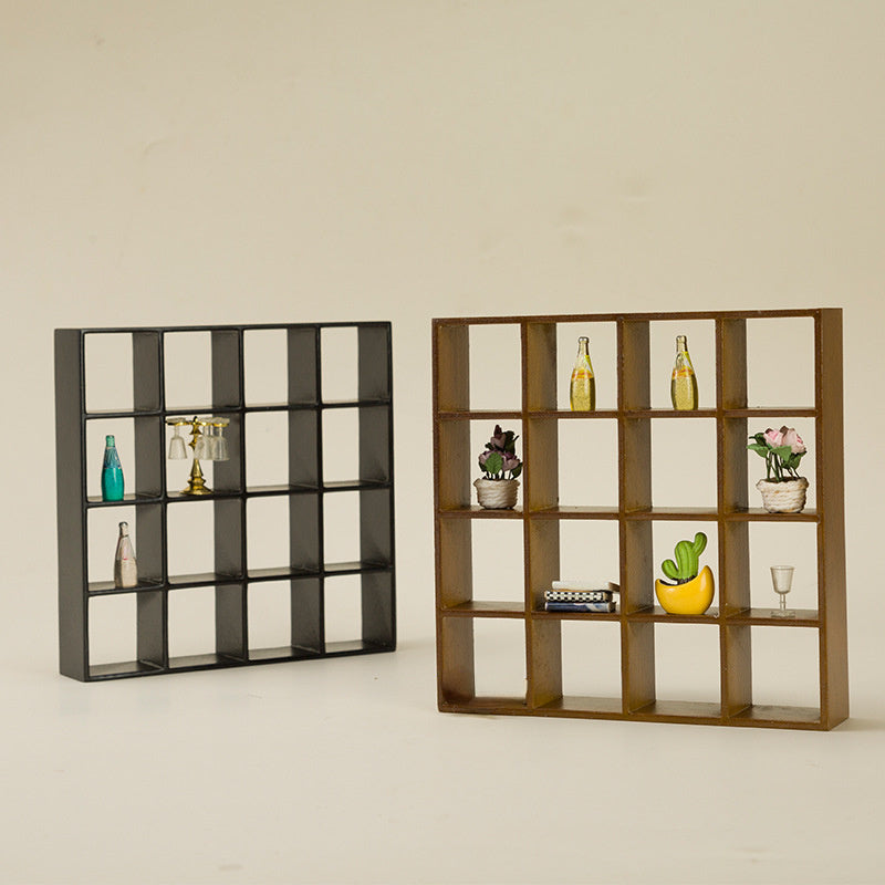 1:12 Scale Dollhouse Miniature Storage Stand, 16-Compartment Display Cabinet, Modern Shelf Organizer for Age 14+