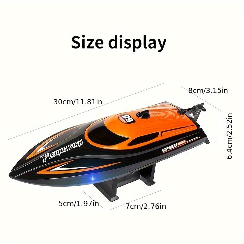 High Speed Remote Control Motor Speedboat, Up To 25km/ H Speed, Ship Flip Reset, Low Power/ Overboard Night Light Tips, Specially Suitable As A Christmas, Halloween, Birthday