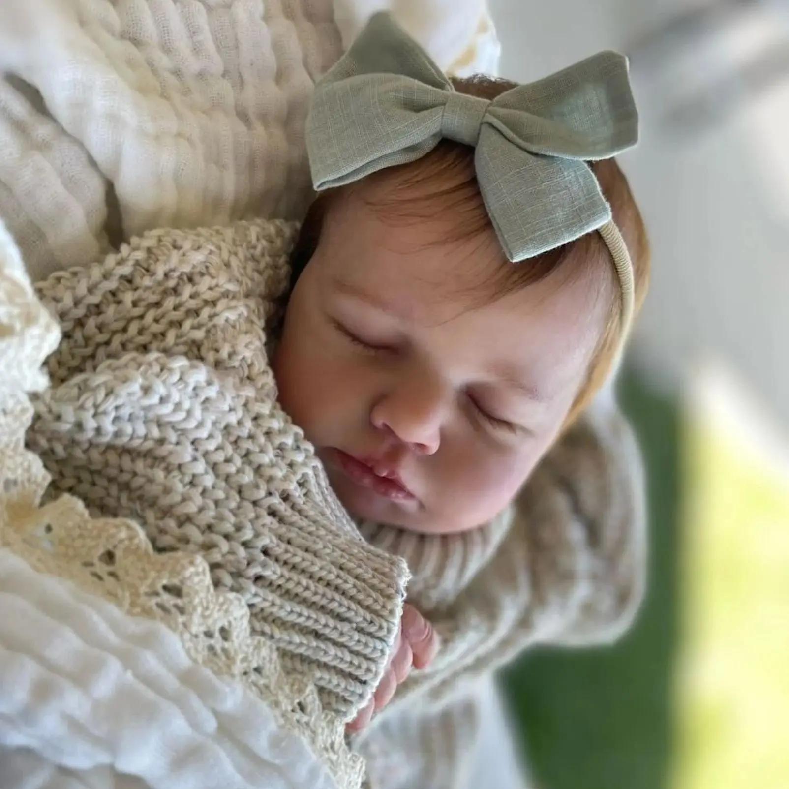 19.69inch Baby Reborn Doll with 3D-Paint Skin and Visible Veins, Realistic Newborn Asleep  (Cloth Body, Soft Vinyl Limbs) Toy Kids Birthday Gift
