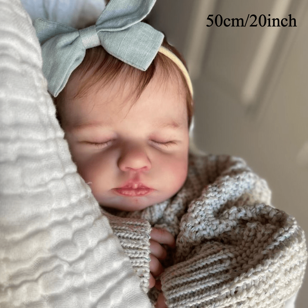 19.69inch Baby Reborn Doll with 3D-Paint Skin and Visible Veins, Realistic Newborn Asleep  (Cloth Body, Soft Vinyl Limbs) Toy Kids Birthday Gift