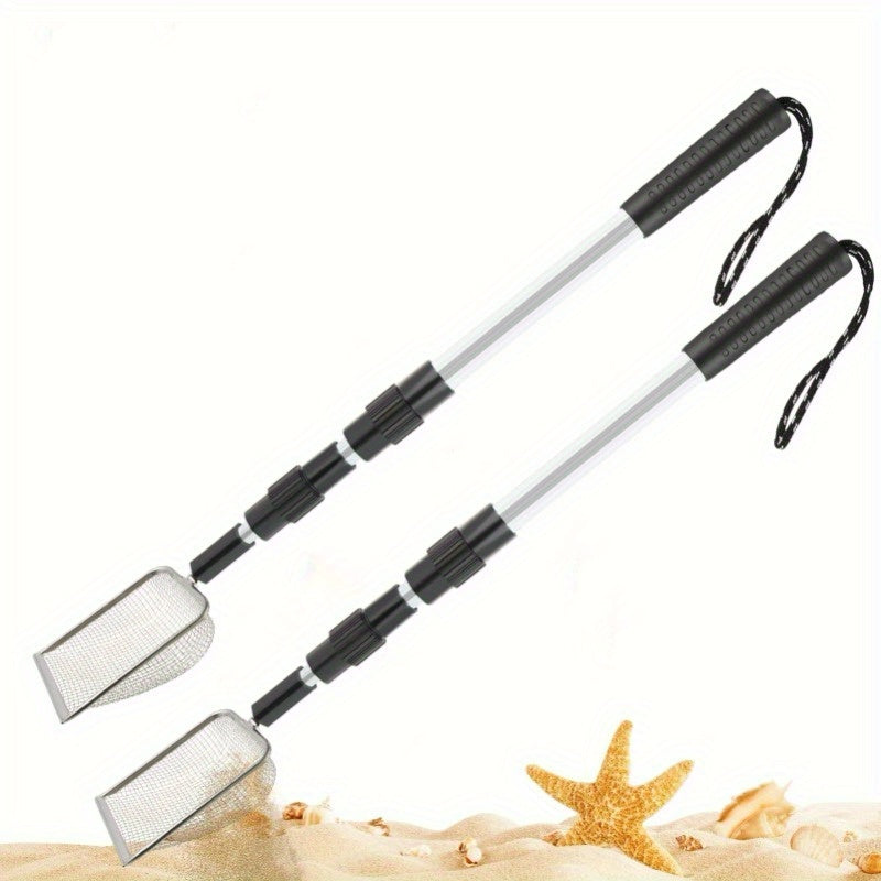 1pc Stainless Steel Beach Sand Sifter, Retractable Beach Sieve for Treasure Hunting, Shell Conch Collecting, Also for Cat Litter Scoop