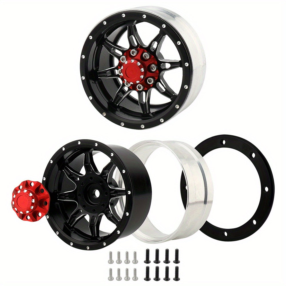 [4pcs Alloy Wheel Rims] 4pcs Aluminum Alloy Metal 1.9" Beadlock Wheel Rims Hubs for 1 10 AXIAL SCX10 SCX10 III CC01 D90 RC Crawler Upgrade Parts