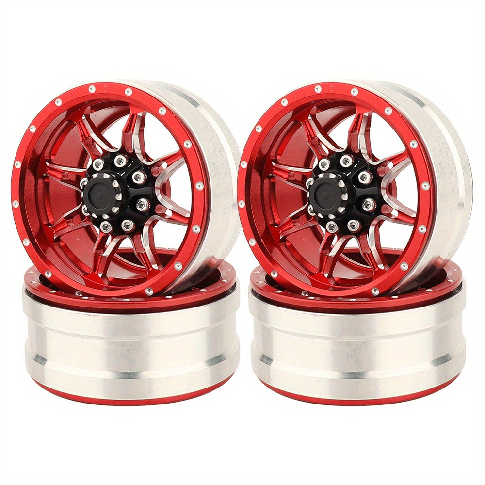 [4pcs Alloy Wheel Rims] 4pcs Aluminum Alloy Metal 1.9" Beadlock Wheel Rims Hubs for 1 10 AXIAL SCX10 SCX10 III CC01 D90 RC Crawler Upgrade Parts