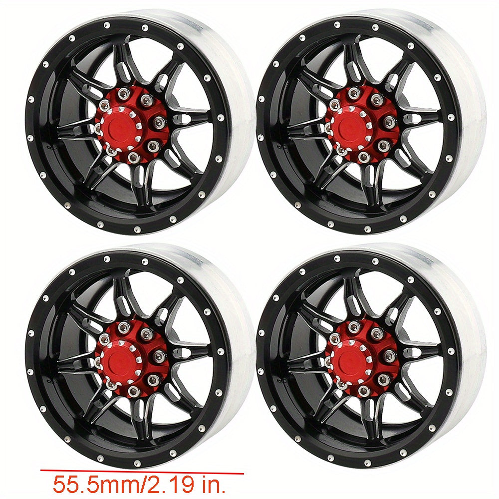 [4pcs Alloy Wheel Rims] 4pcs Aluminum Alloy Metal 1.9" Beadlock Wheel Rims Hubs for 1 10 AXIAL SCX10 SCX10 III CC01 D90 RC Crawler Upgrade Parts