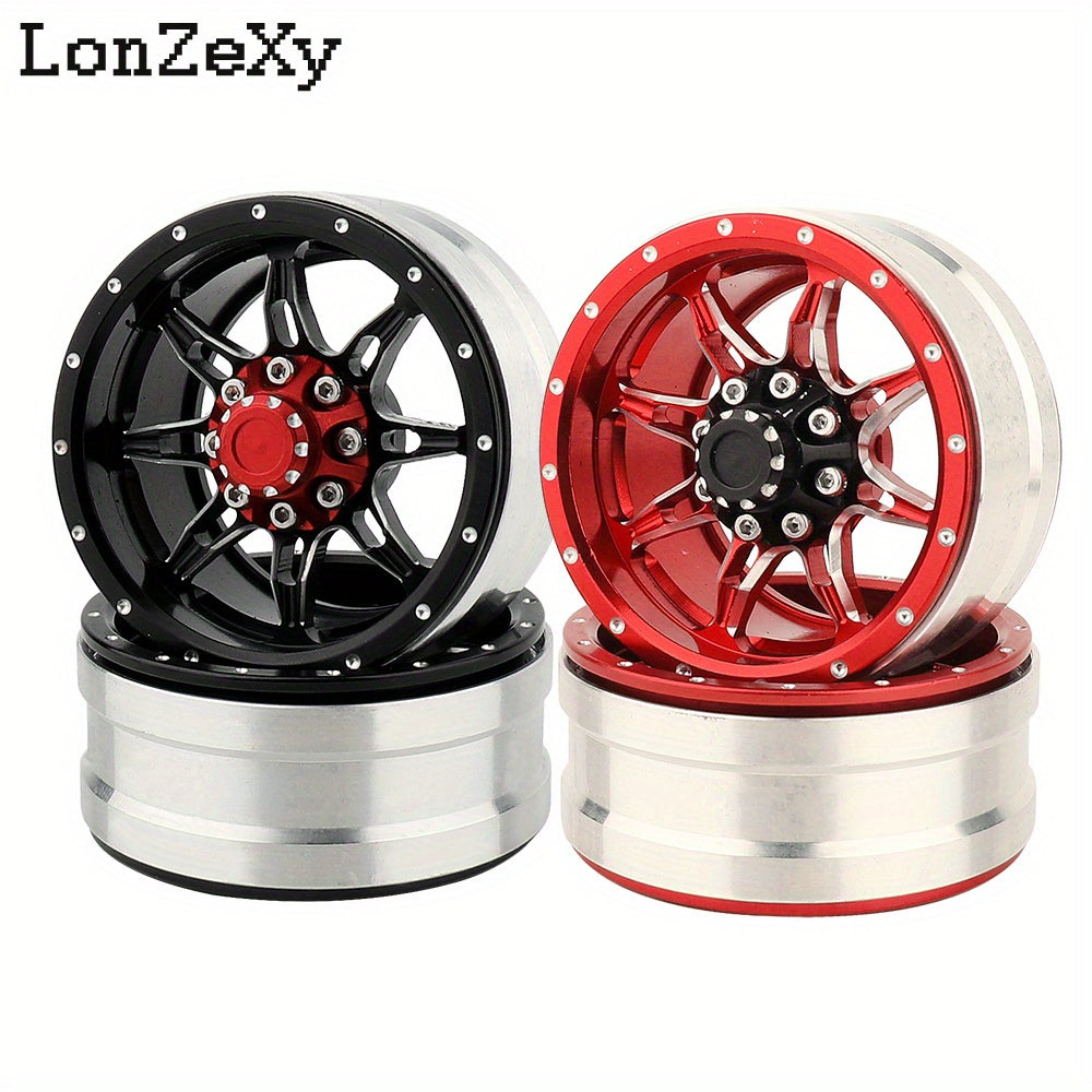 [4pcs Alloy Wheel Rims] 4pcs Aluminum Alloy Metal 1.9" Beadlock Wheel Rims Hubs for 1 10 AXIAL SCX10 SCX10 III CC01 D90 RC Crawler Upgrade Parts