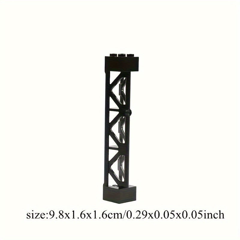 20pcs Black Building Blocks Compatible for 58827 & 95347 Train Car Pillar Supports, Girder Bricks, Military Toys with 2x2x10, Rod Blocks Suitable for City Models, Tabletop Games, for Schooling