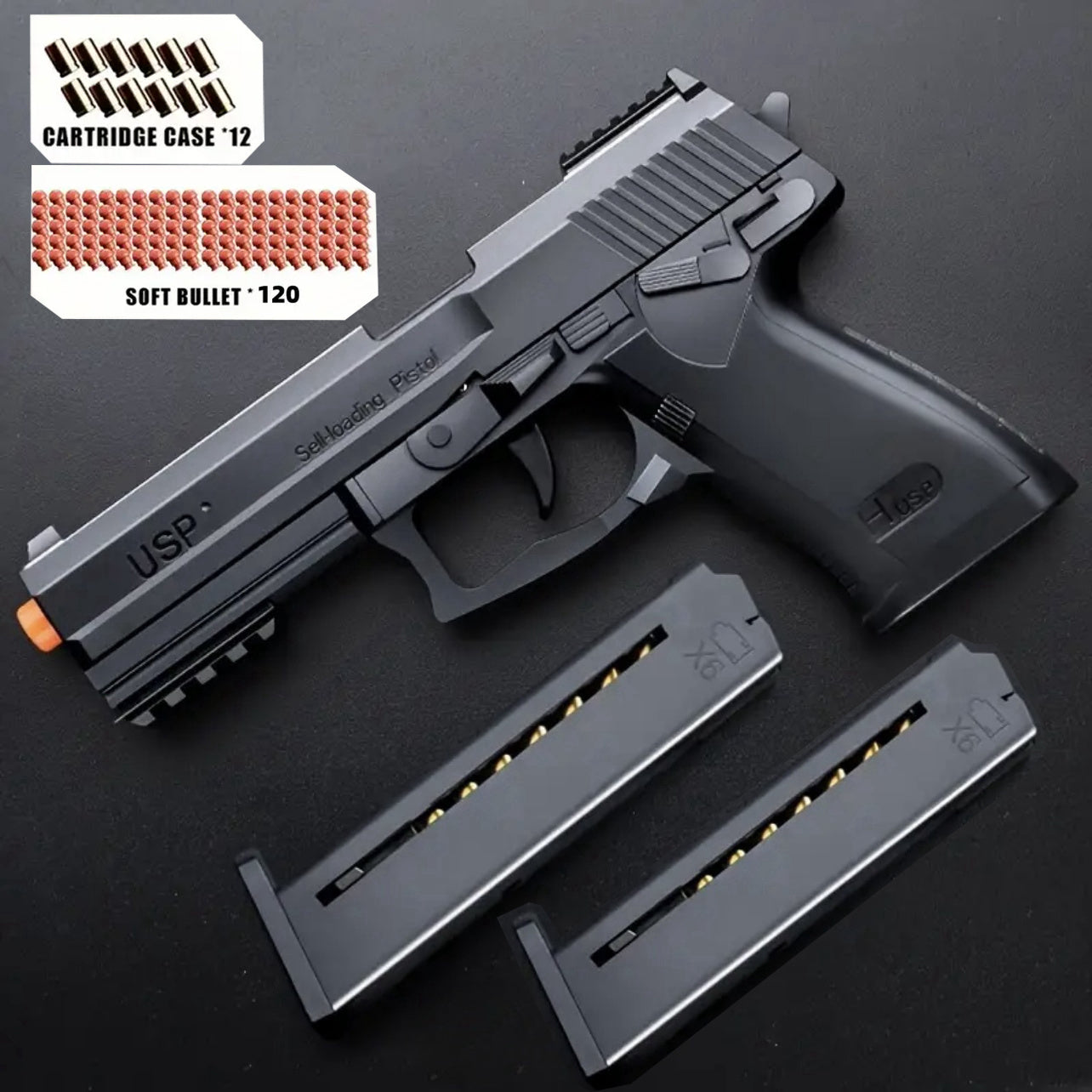 2024 USP Toy Gun Soft Clip Pistol, Continuous Shooting, with Ejecting Shells, Toy Foam Blaster, Cool Rapid-Fire Toy Gun Educational Models, Outdoor Shooting Games, Halloween, Thanksgiving, Christmas, Birthday Gift for Boys Girls