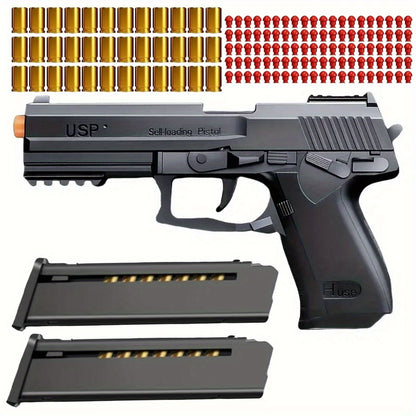 2025 USP Toy Gun Soft Clip Pistol, Continuous Shooting, with 100 Bullets And 2 Magazines, Toy Foam Blaster, Cool Rapid-fire Toy Gun Educational Models, Outdoor Shooting Games, Halloween, Thanksgiving, Christmas, Birthday Gift for Boys Girls0
