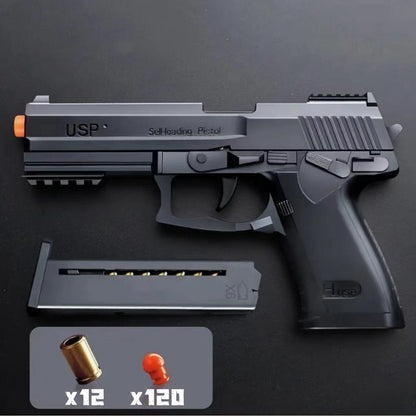 2025 USP Toy Gun Soft Clip Pistol, Continuous Shooting, with 100 Bullets And 2 Magazines, Toy Foam Blaster, Cool Rapid-fire Toy Gun Educational Models, Outdoor Shooting Games, Halloween, Thanksgiving, Christmas, Birthday Gift for Boys Girls0