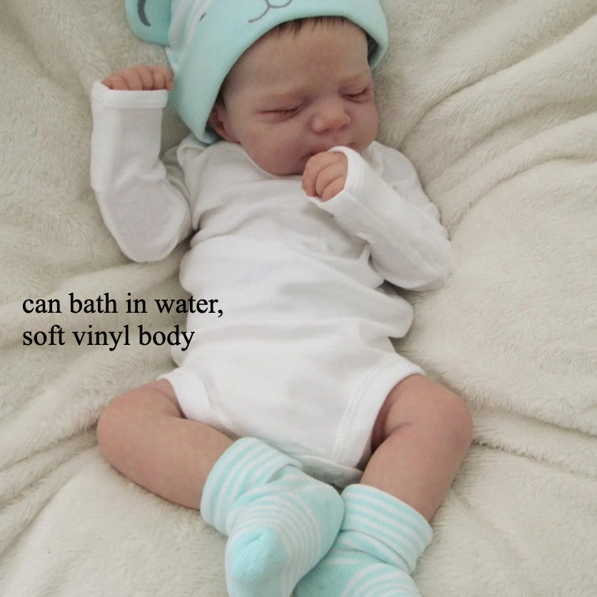 48cm 19inch Full Soft Vinyl Body / Cloth Body Reborn Baby Doll with 3D-Paint Skin and Visible Veins Like Real Sleeping Bebe Newborn Bathe Toy for Children Birthday Gift