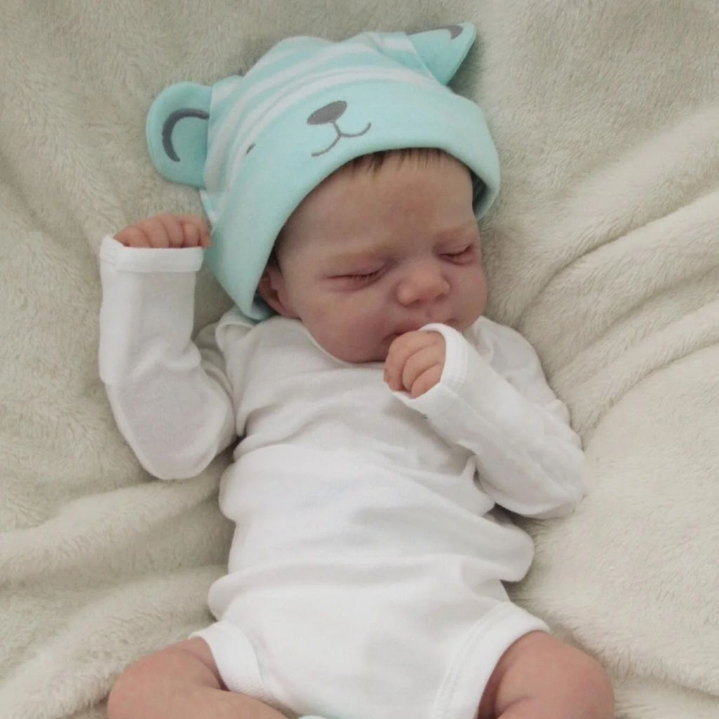 48cm 19inch Full Body Soft Vinyl Reborn Baby Girl Doll with 3D-Paint Skin and Visible Veins Like Real Sleeping  Newborn Bathe Toy for Children Birthday Gift
