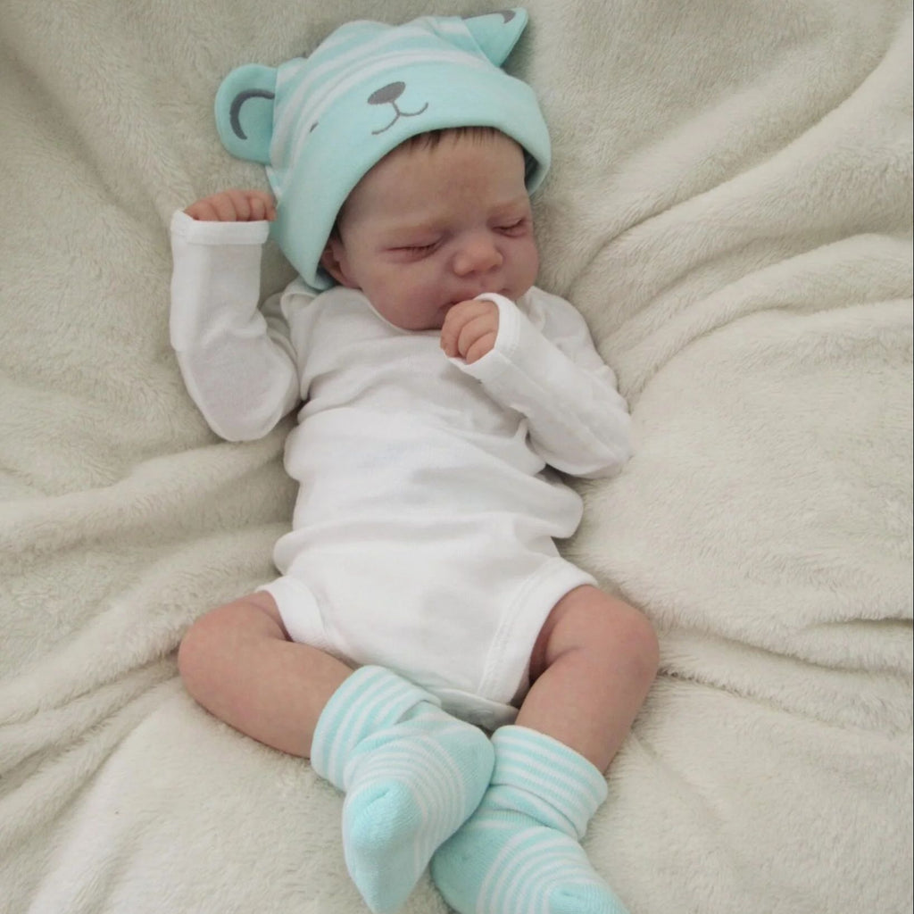 48cm 19inch Full Body Soft Vinyl Reborn Baby Girl Doll with 3D-Paint Skin and Visible Veins Like Real Sleeping  Newborn Bathe Toy for Children Birthday Gift