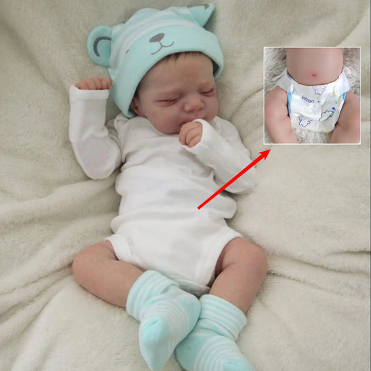 48cm/19inch Scale Realistic Reborn Baby Girl Doll with 3D-Painted Skin & Visible Veins Suitable for Newborn Role-Play, Doll Collectors, Decor - Soft Vinyl Bebe Doll Gift for Children (Bathe Toy)