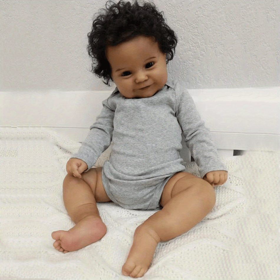 [Ideal Gift] 20-Inch Realistic Black-Skinned Reborn Baby Doll Made of Full Vinyl, Perfect for Bath Play. Maddie Is a Smiling Newborn Toddler Girl, an Ideal Lifelike Birthday Present