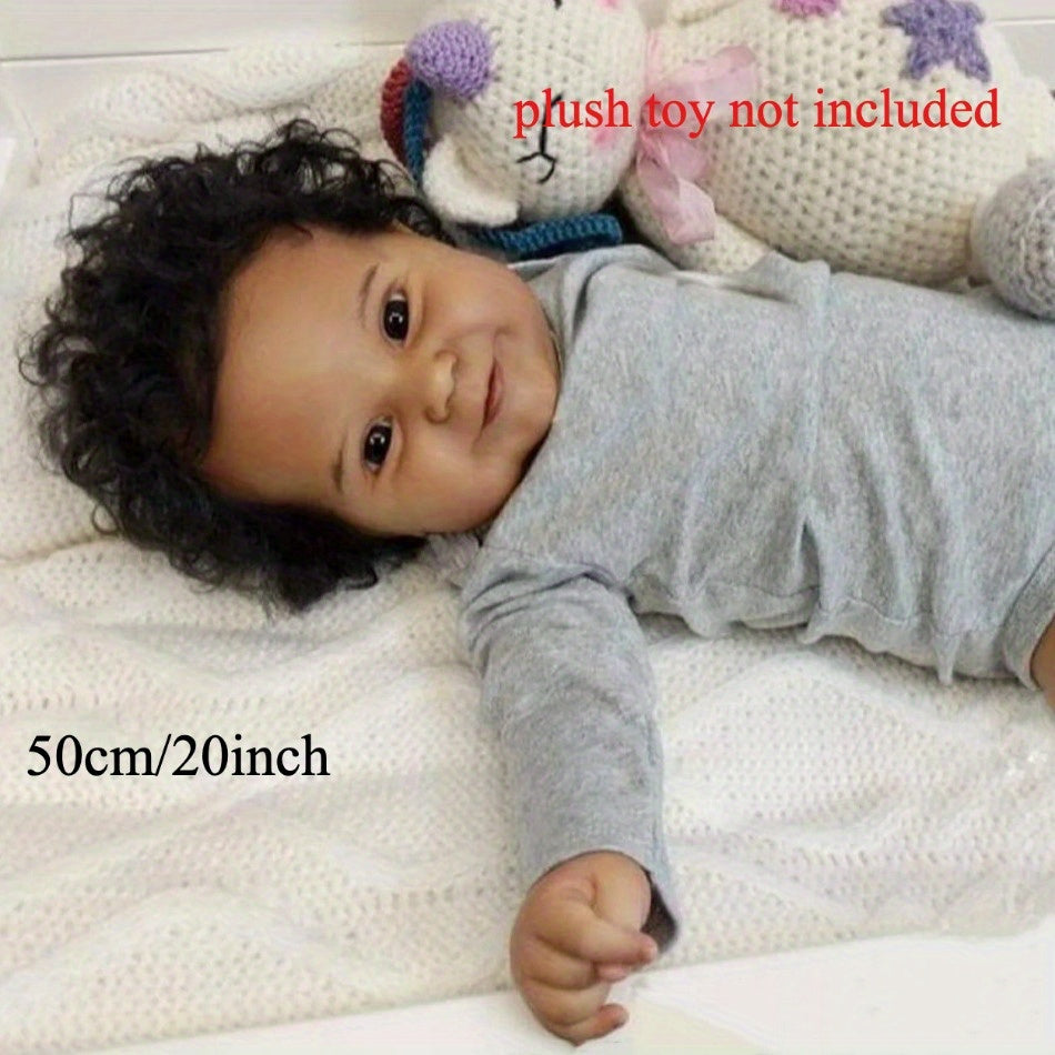 [Ideal Gift] 20-Inch Realistic Black-Skinned Reborn Baby Doll Made of Full Vinyl, Perfect for Bath Play. Maddie Is a Smiling Newborn Toddler Girl, an Ideal Lifelike Birthday Present
