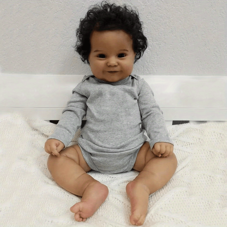 [Ideal Gift] 20-Inch Realistic Black-Skinned Reborn Baby Doll Made of Full Vinyl, Perfect for Bath Play. Maddie Is a Smiling Newborn Toddler Girl, an Ideal Lifelike Birthday Present