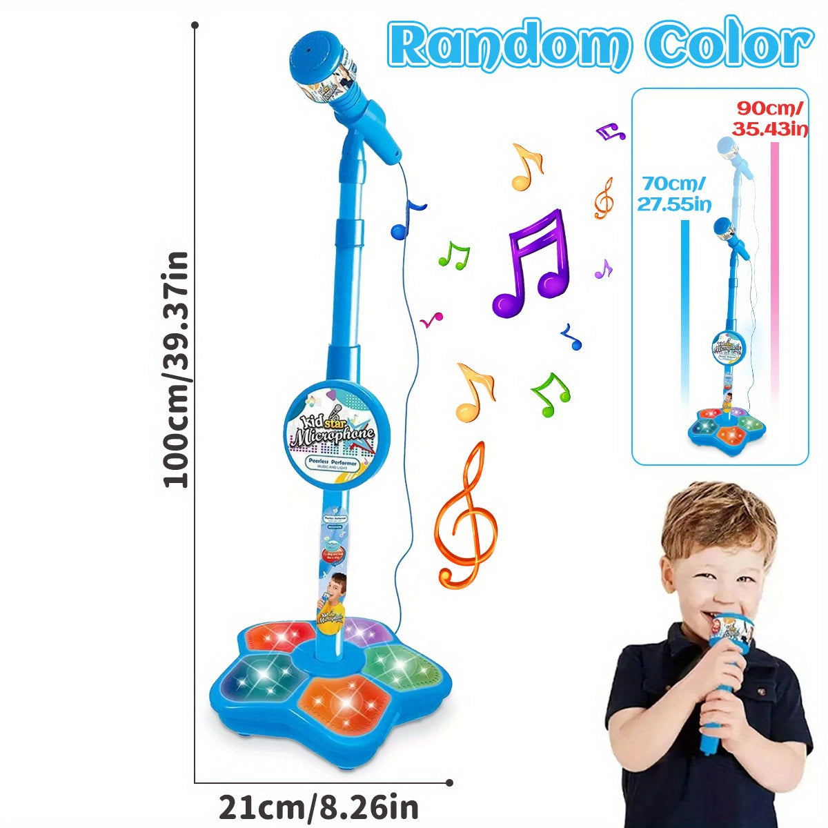 1 Set Kids Karaoke Microphone Toys - Kids Microphone Amplified Music Kids Microphone Random Print With Stand Analog Standing Karaoke Kids Singing Toys