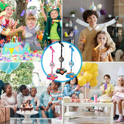 1 Set Kids Karaoke Microphone Toys - Kids Microphone Amplified Music Kids Microphone Random Print With Stand Analog Standing Karaoke Kids Singing Toys