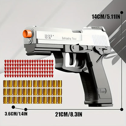 2024 USP Toy Gun Soft Clip Pistol, Continuous Shooting, with Ejecting Shells, Toy Foam Blaster, Cool Rapid-Fire Toy Gun Educational Models, Outdoor Shooting Games, Halloween, Thanksgiving, Christmas, Birthday Gift for Boys Girls