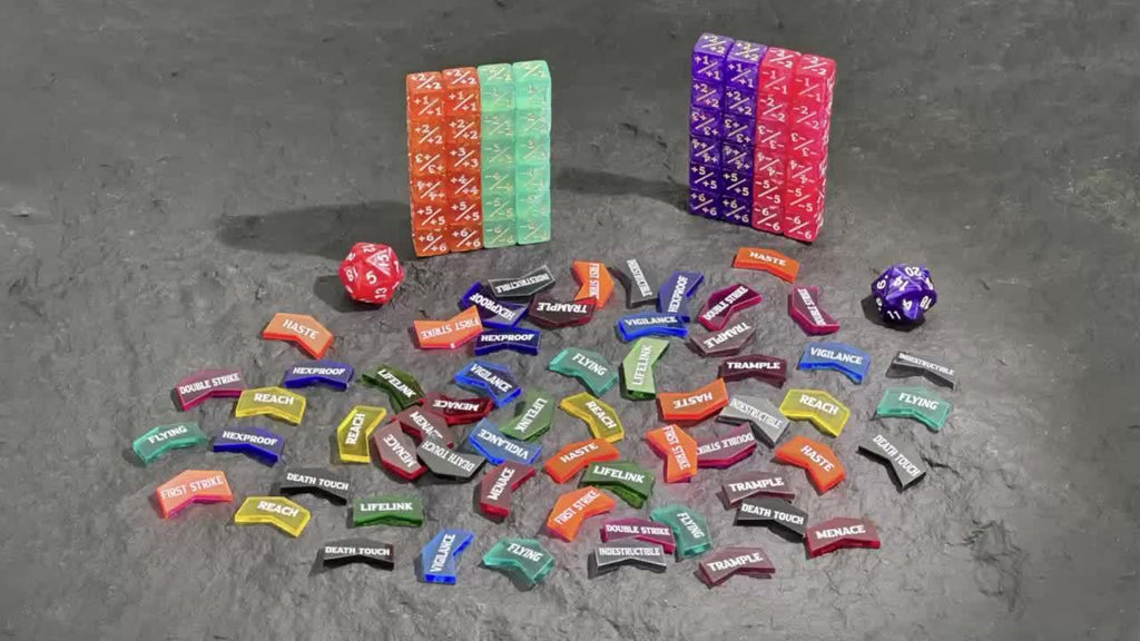 Counter Dice Set -110pcs 12mm/0.47inch 6 Sided +1/-1 Tokens Dice D20 Dices Set & M Keyword Counters Tokens for This Great Magic, TCG, Card Games Accessories